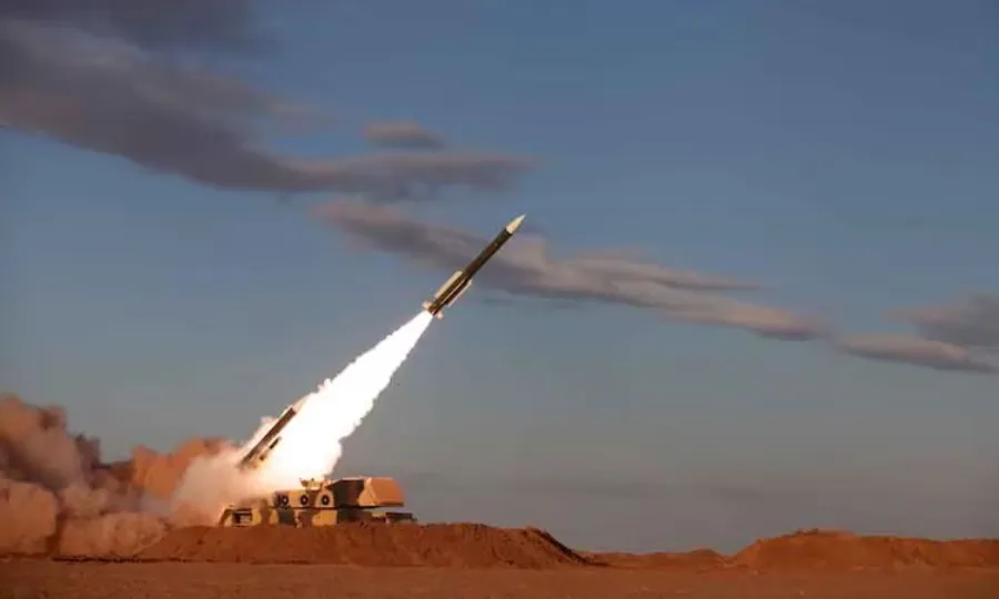 Saudi air defenses intercept a Houthi ballistic missile targeting Riyadh