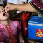 Commissioner Karachi reviewing polio vaccination teams in Manghopir Karachi