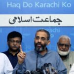 Monem Zafar Khan addresses a press conference on Karachi's power crisis