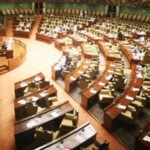 Opposition lawmakers protesting during a session of the Sindh Assembly in Karachi.