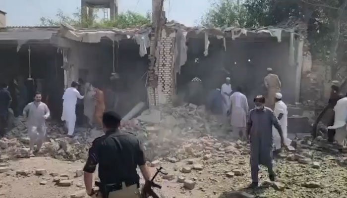 “Rescue teams respond after a suicide blast near Kohat Police Lines in Khyber Pakhtunkhwa