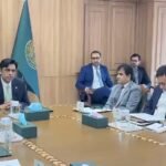 Sindh Chief Secretary Asif Haider Shah chairs a Secretaries Committee meeting in Karachi.