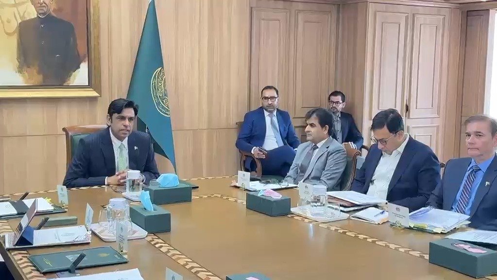 Sindh Chief Secretary Asif Haider Shah chairs a Secretaries Committee meeting in Karachi.