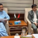 Businessmen Alliance leaders and traders during a meeting about Karachi Chamber elections