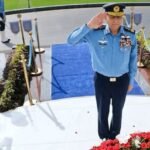 Air Chief Marshal Zahir Ahmed Baber Sidhu at the Pakistan Air Force martyrs memorial in Islamabad
