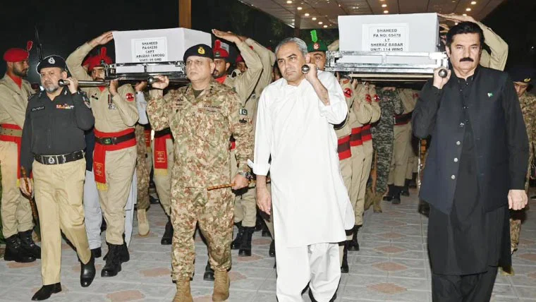 Funeral prayer for six Pakistan Army martyrs in Hangu