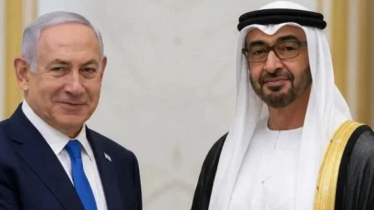 Benjamin Netanyahu meeting UAE President Sheikh Mohamed bin Zayed in Abu Dhabi
