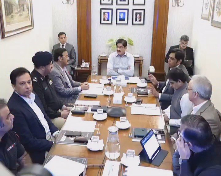 Sindh Chief Minister Murad Ali Shah during a meeting on SSU Academy