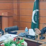 DIG East Zone Dr Farukh Ali chairs a crime and security meeting in Karachi.