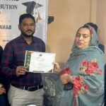 Women receiving certificates at the Women Skills Development Centre in Liaquatabad Karachi.