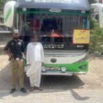 Karachi police arresting a bus driver after a fatal accident involving an 18-year-old man.