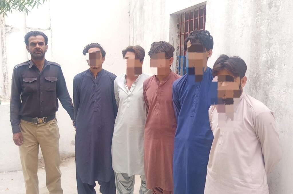 Malir Cantt Police officers during an operation against illegally residing Afghan nationals in Karachi