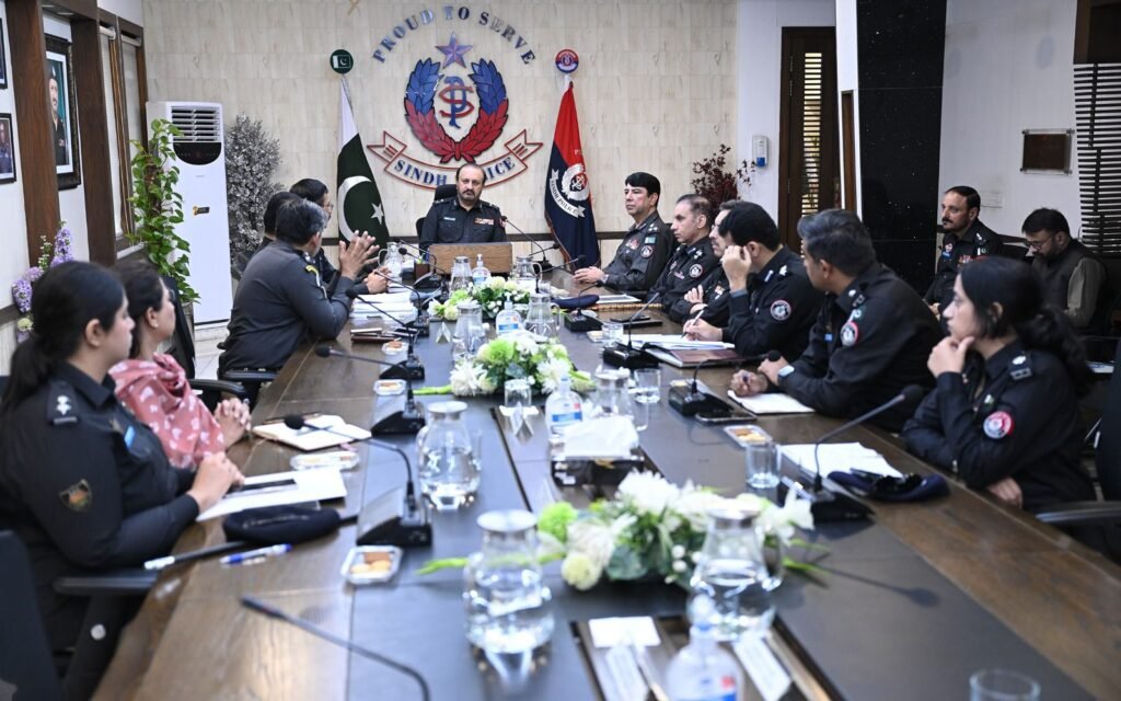 IG Sindh Javed Alam Odho reviews police reforms and digitalization at Central Police Office Karachi.