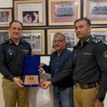 Karachi Police officers attend the farewell ceremony of retiring DSP Shamim Ahmed Farooqui