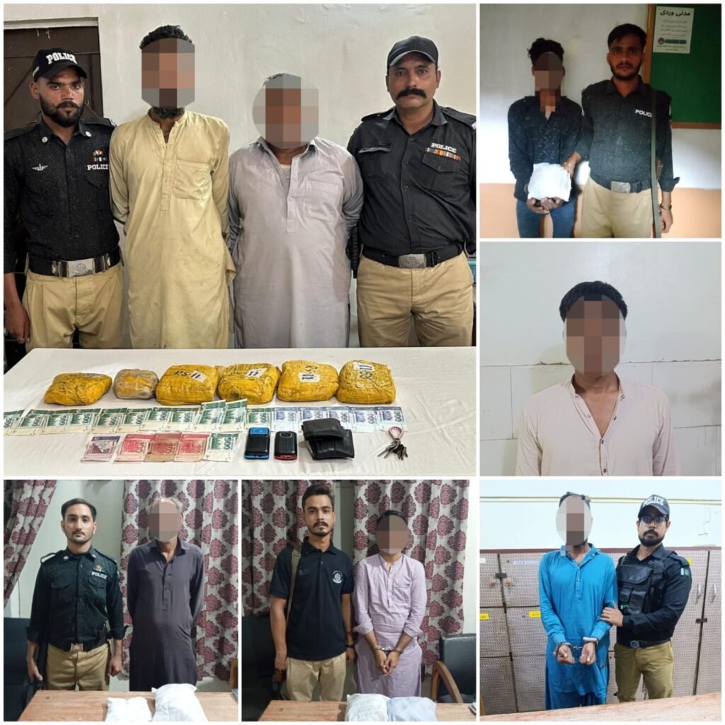 Police operation against drug dealers and other suspects in Karachi’s District Central.
