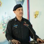 Additional IG Karachi Azad Khan with police trainees during the Elite Course passing-out ceremony at Razzaqabad