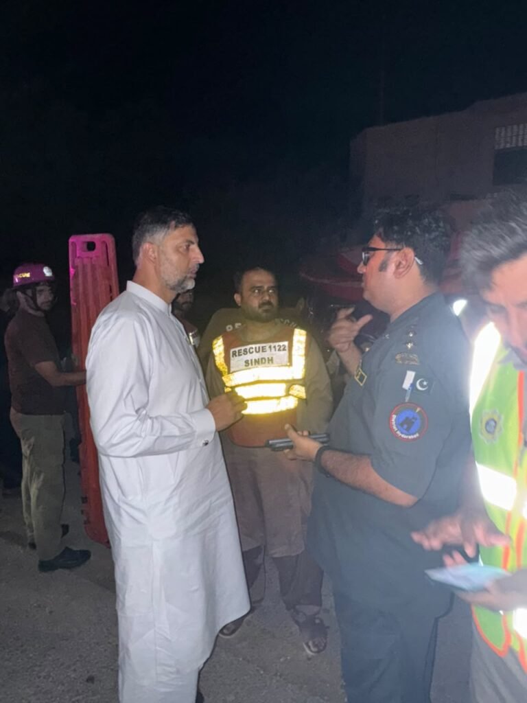 Passenger bus overturns on the M9 Motorway near Jamshoro, injuring seven people
