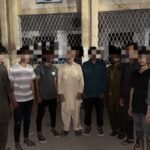 Police teams conduct a combing and search operation in Taimuria, Karachi