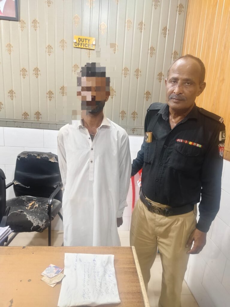 Sir Syed Police officials arrest a street crime suspect with an illegal pistol in North Karachi