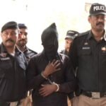 Police personnel investigating the Surjani Town murder case in Karachi