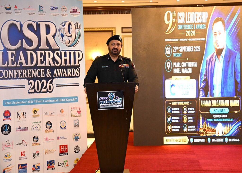 IG Sindh Javed Alam Odho speaking at the CSR Leadership Conference in Karachi