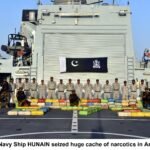 Pakistan Navy ships conducting an anti-narcotics operation in the Arabian Sea