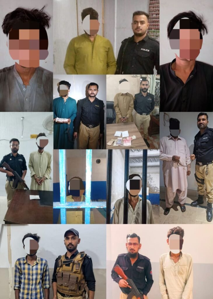 Karachi Central Police conduct operations against suspected criminals and recover drugs and weapons