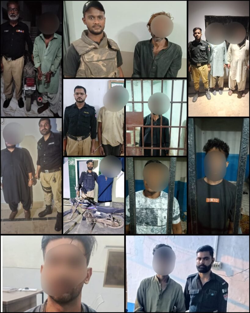 Karachi Central Police officers conducting targeted operations and arrests