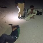 Police arresting two suspects after an encounter in Iqbal Market Karachi