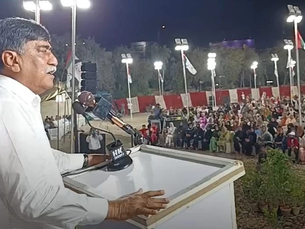 Afaq Ahmed addressing a women’s convention in Shah Faisal Town Karachi