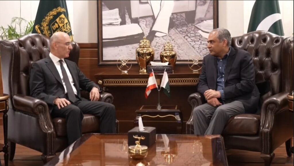 Mohsin Naqvi meets Lebanese Interior Minister Ahmad Al-Hajjar in Islamabad to discuss security cooperation.