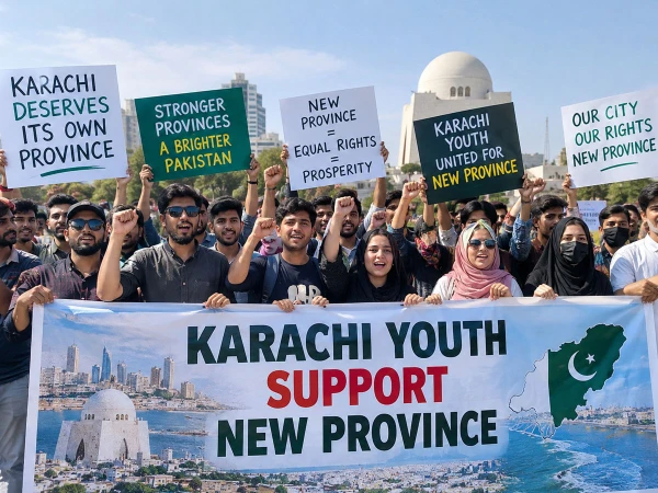 Karachi youth discussing the establishment of a new province