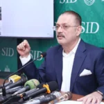 Sindh Senior Minister Sharjeel Inam Memon speaking during a press conference in Karachi.