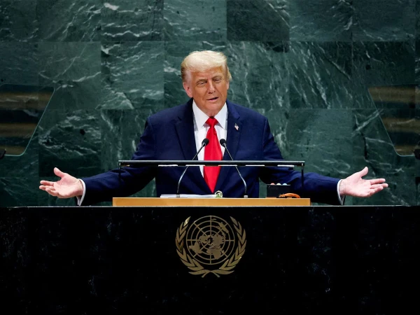 US President Donald Trump speaking at the United Nations General Assembly