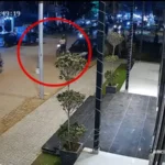 CCTV footage of motorcycle-riding suspects outside a builder's booking office in Paposh Nagar, Karachi.