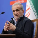Iranian President Masoud Pezeshkian during an interview about the US Iran conflict
