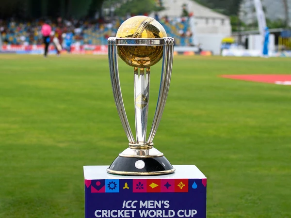 ICC ODI World Cup 2027 trophy and cricket stadium