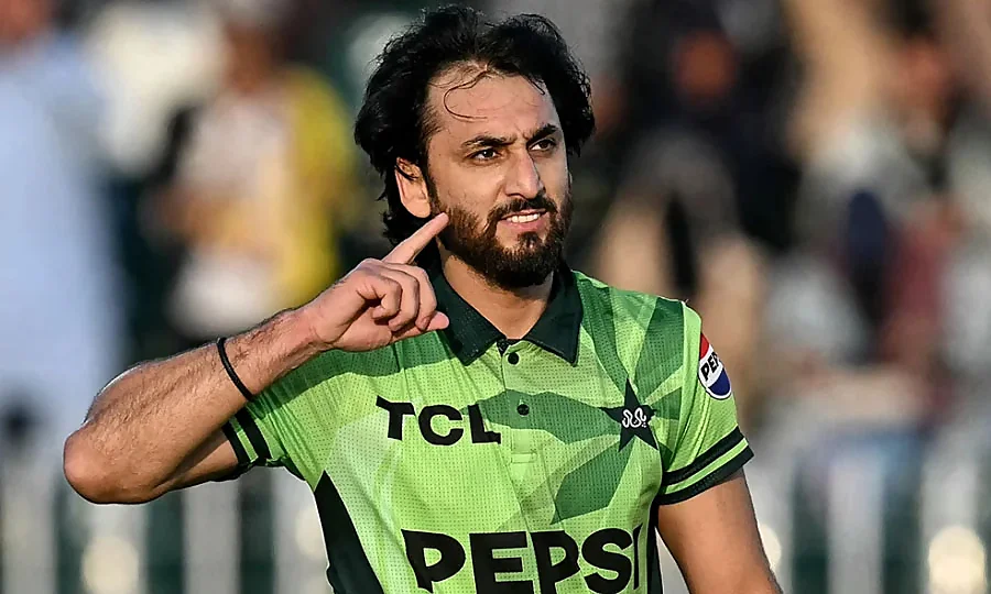 Pakistan cricket team batting against Sri Lanka in the tri-nation ODI series.