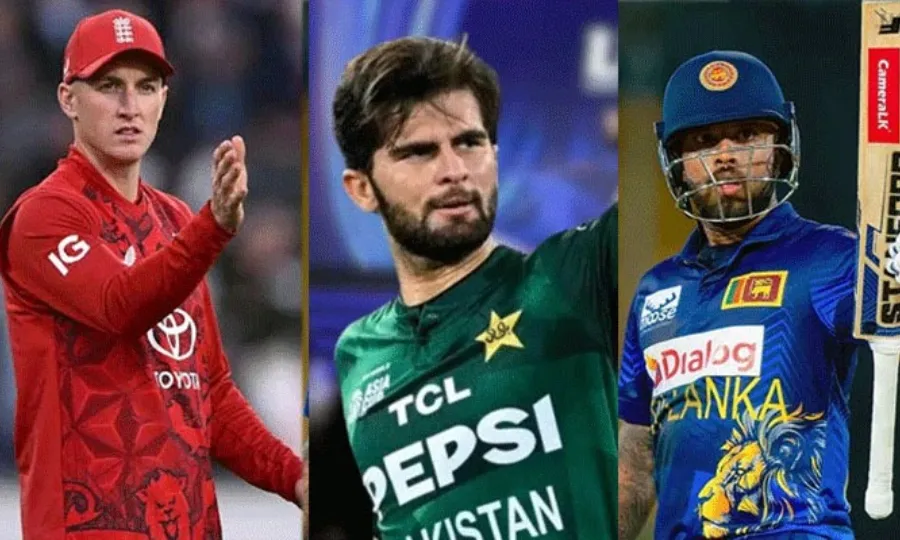 Pakistan, England and Sri Lanka captains at the ODI tri-series trophy unveiling in Rawalpindi