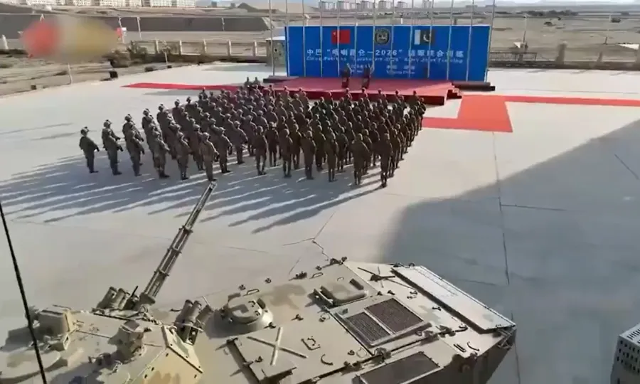 Pakistani and Chinese troops taking part in the Karakoram 2026 joint military exercise in Xinjiang