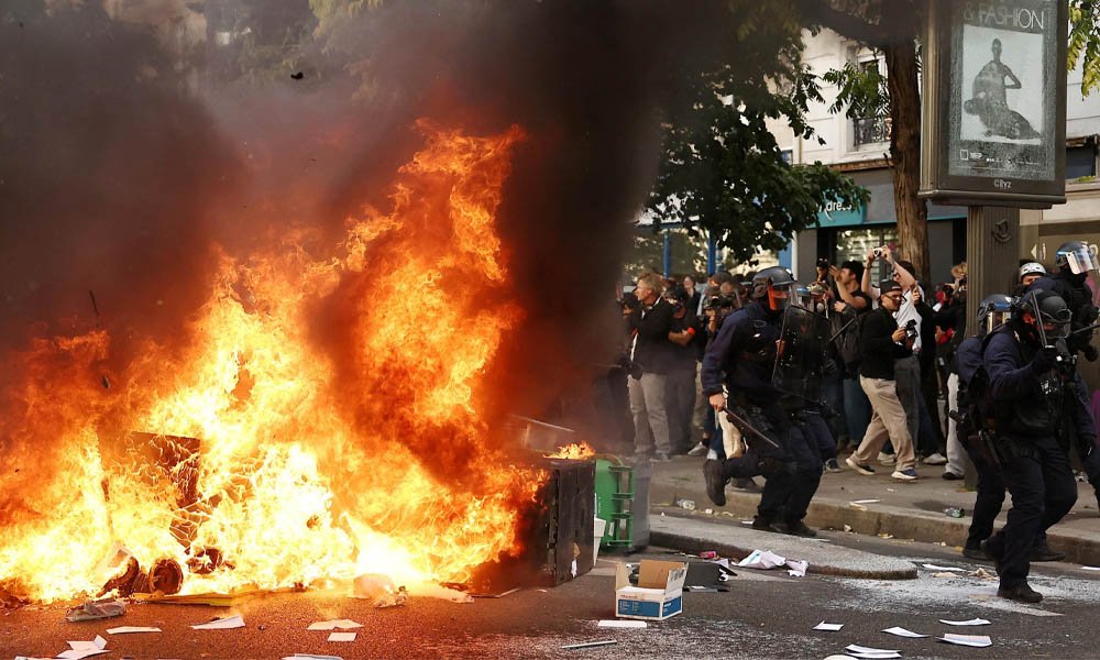 Police presence in France following protests and looting