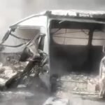 Passenger van fire on the national highway near Shikarpur, Sindh