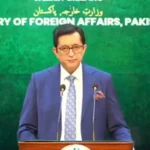 Pakistan Foreign Office spokesperson Sajjad Haider Khan speaking during a weekly media briefing in Islamabad