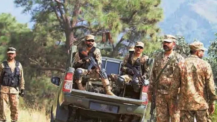 Security forces operation against suspected terrorists with weapons and explosives recovered