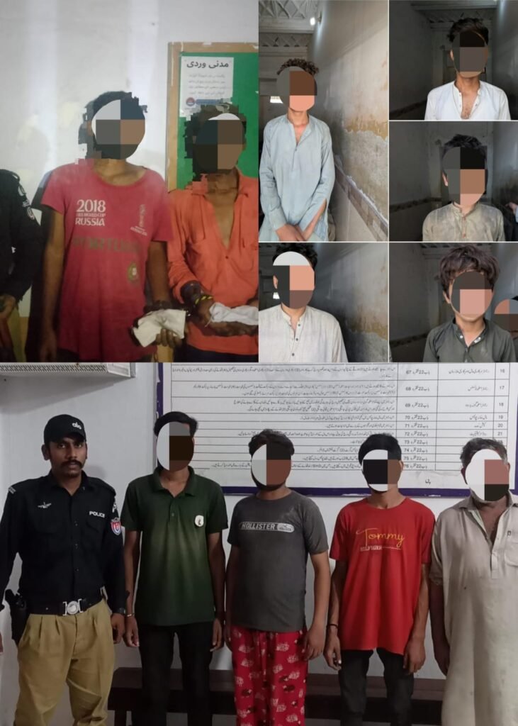 Karachi police operation against suspected criminals and drug dealers in District Central