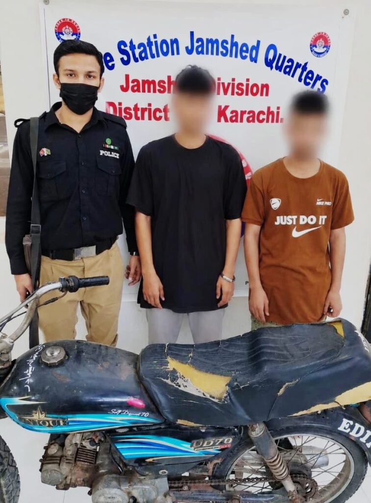 Jamshed Quarters police recover stolen motorcycle and arrest two suspects