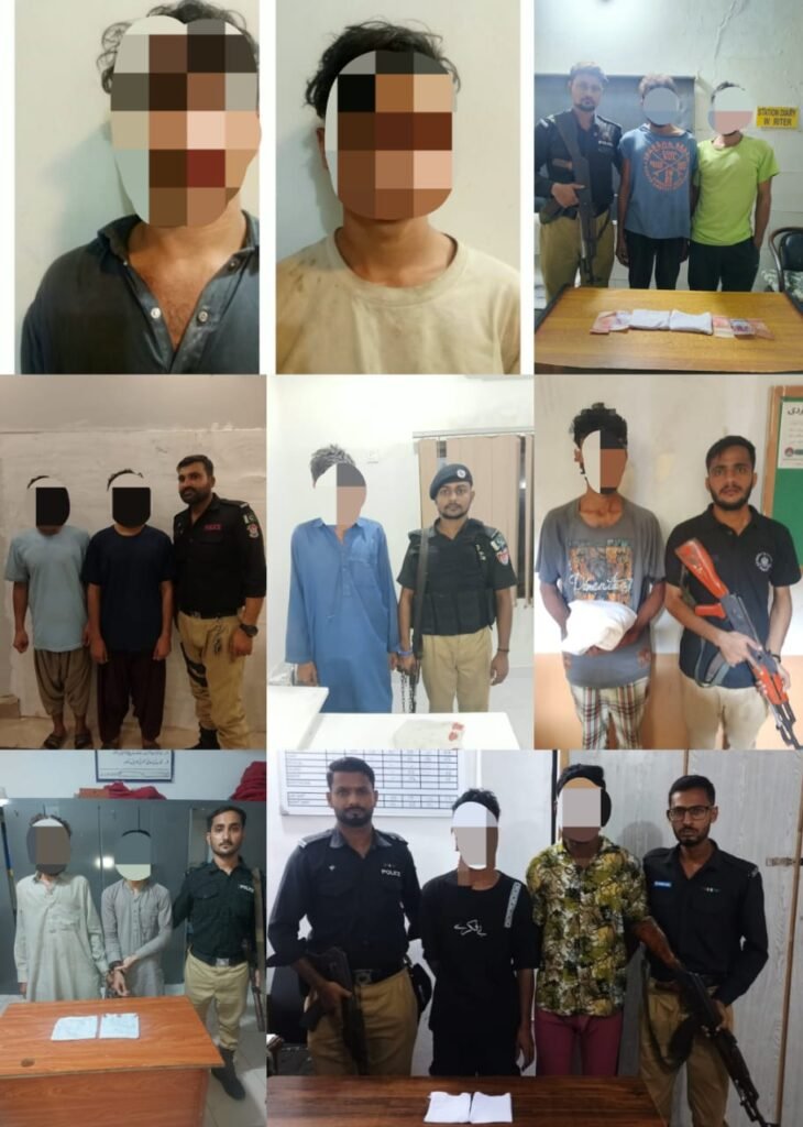 District Central Police operations against drug dealers and street criminals in Karachi