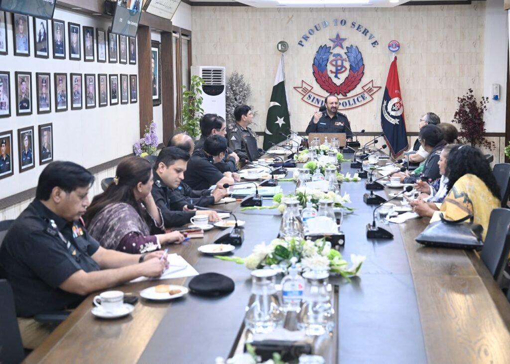 IG Sindh Javed Alam Odho meeting Women Action Forum delegation at Central Police Office Karachi