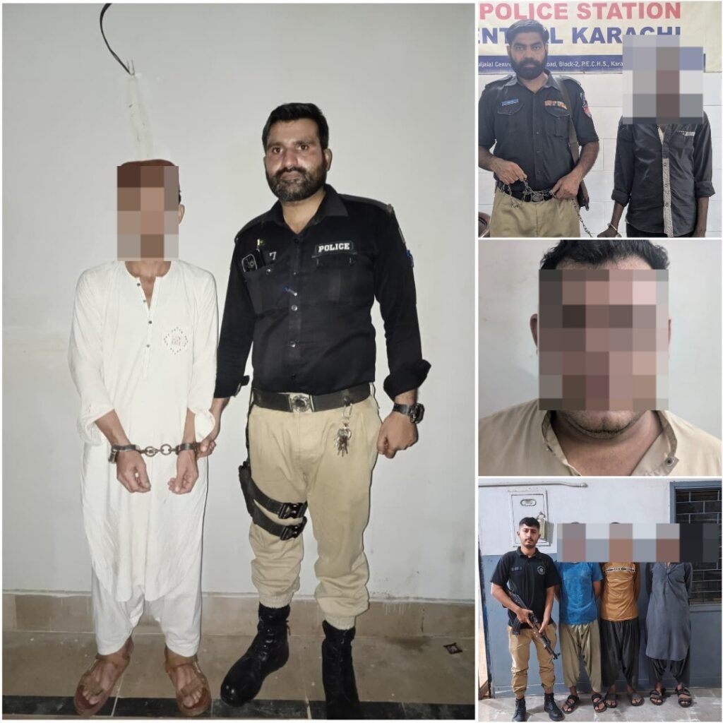 Karachi District Central Police operation against suspected gutka mawa sellers and undocumented foreign nationals