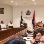 SSP District Central Dr Muhammad Imran Khan reviewing police performance during a crime meeting in Karachi